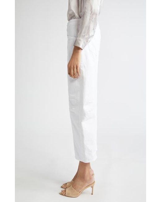 L'Agence White Cody High Waist Barrel Leg Rodeo Jeans