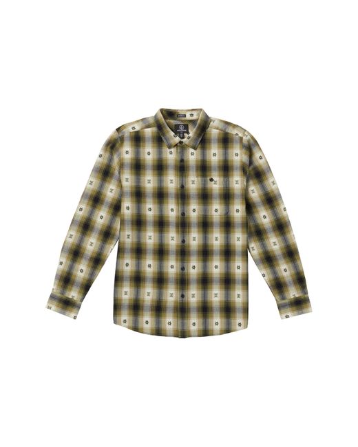 Volcom Green Skate Vitals Classic Fit Plaid Button-up Shirt for men