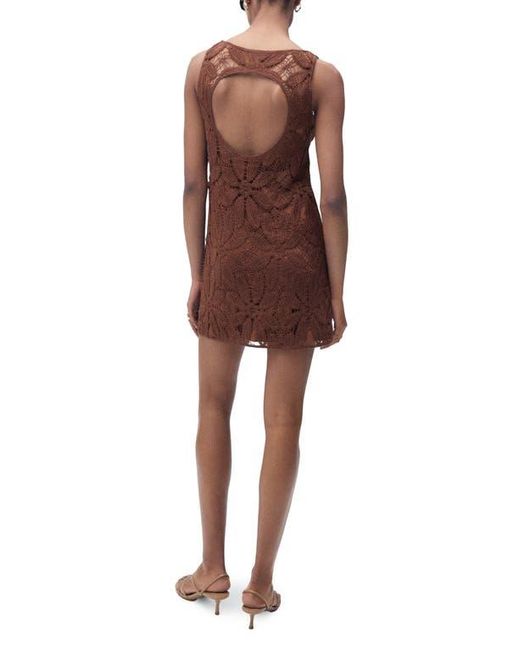 Mango Brown Open Back Crochet Tank Dress