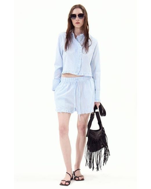 DELUC Blue Split Crop Shirt