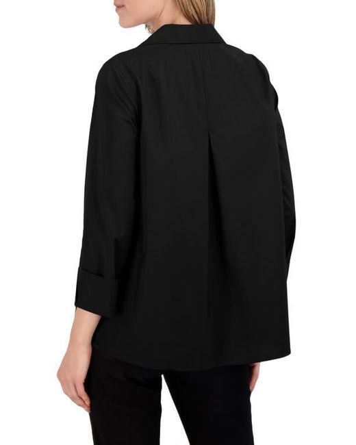 Foxcroft Black Agnes Split Cuff Popover Blouse