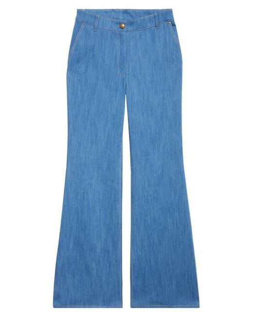 Akris Punto Blue Celia High Waist Wide Leg Jeans