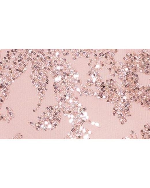 Blondie Nites Pink Sequin Mesh Mermaid Gown