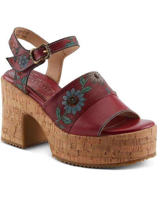 Spring Step Red Halena Platform Sandal