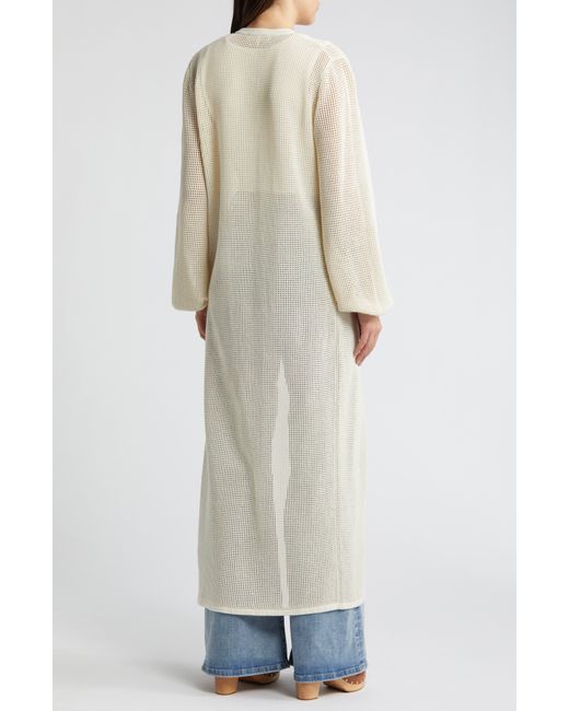 FRAME Natural Open Knit Long Sleeve Maxi Sweater Dress