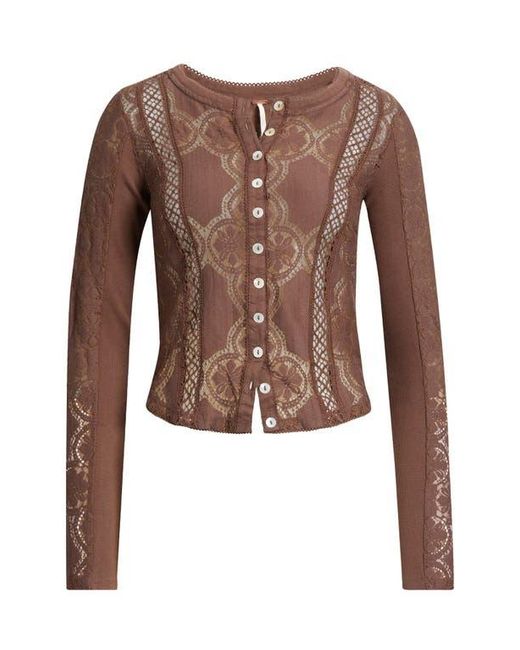 Free People Brown Jae Button-Up Top