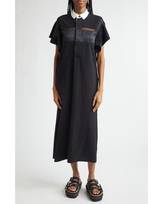 Sacai Cotton Jersey Dress in Black | Lyst