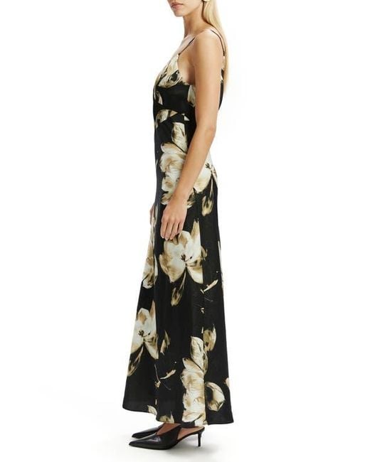 Bardot Black Capri Floral Print Satin Slipdress
