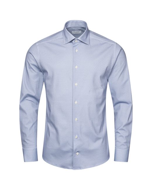 Eton of Sweden Blue Slim Fit Geometric Print 4flex Stretch Dress Shirt for men