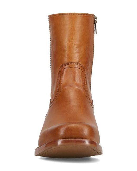 Frye Brown Campus Leather Plain Toe Zip Boot for men