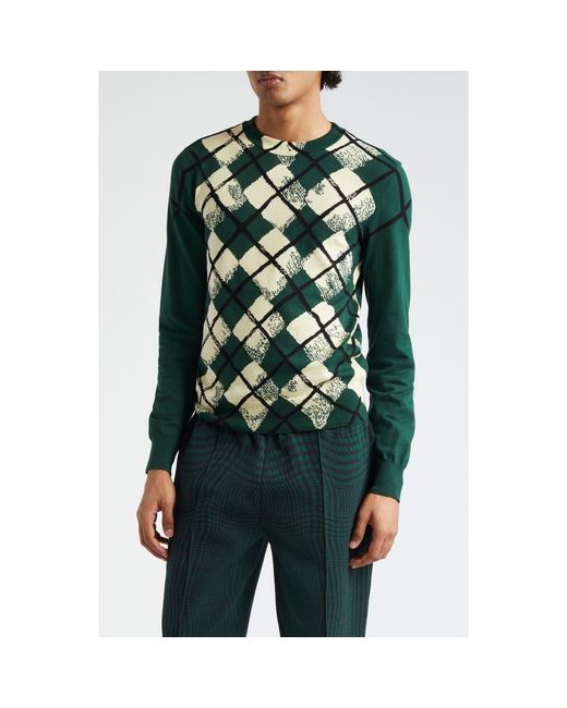 Burberry Argyle Cotton V Neck Sweater in Green for Men Lyst