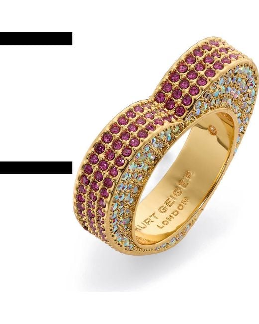 Kurt Geiger Metallic Pavé Heart Band Ring