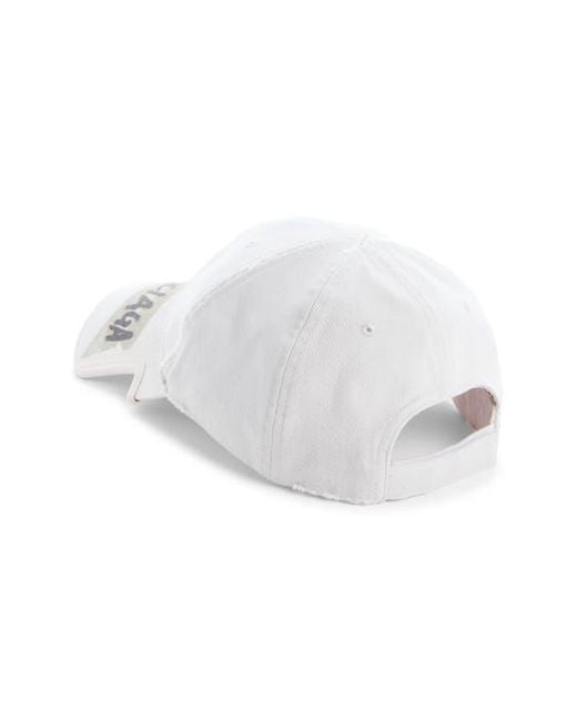 Balenciaga White Masking Tape Logo Baseball Cap for men