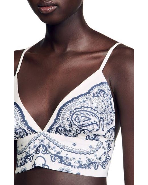 Sandro White Bandana Print Crop Top