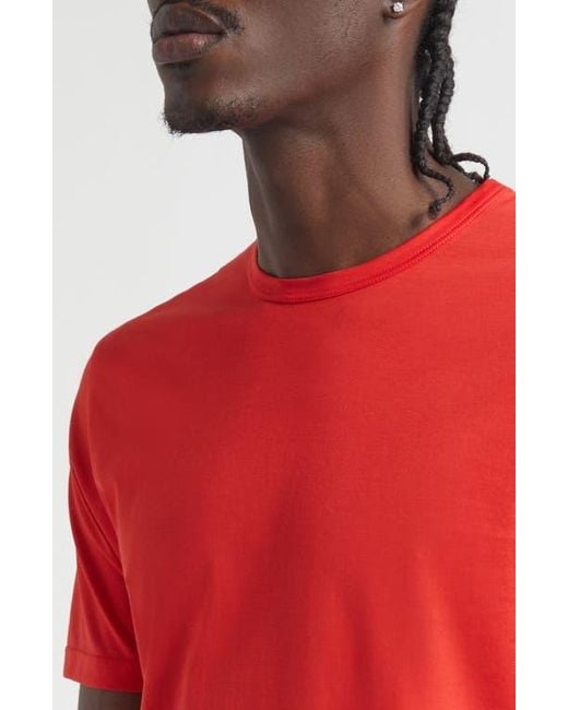 Sunspel Red Cotton Crewneck T-Shirt for men