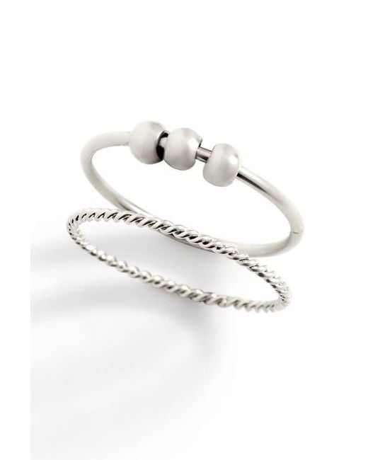 Mint & Lily White Dainty Stackable Beaded Fidget Set Ring