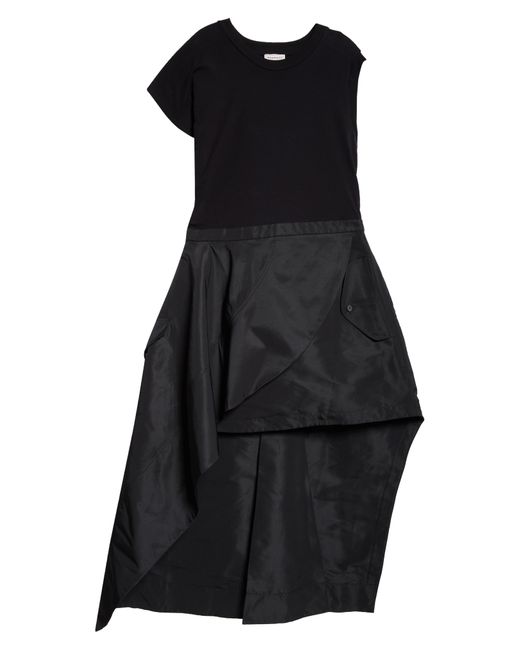 Alexander McQueen Black Asymmetric High-low Jersey & Faille Dress