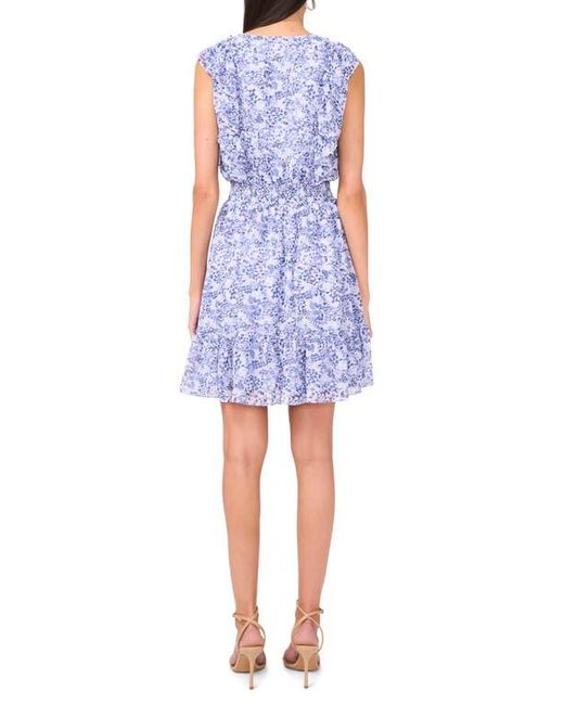 Halogen® Blue Floral Ruffle Detail Sleeveless Dress