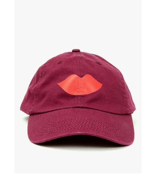 Clare V. Red Lips Graphic Baseball Cap