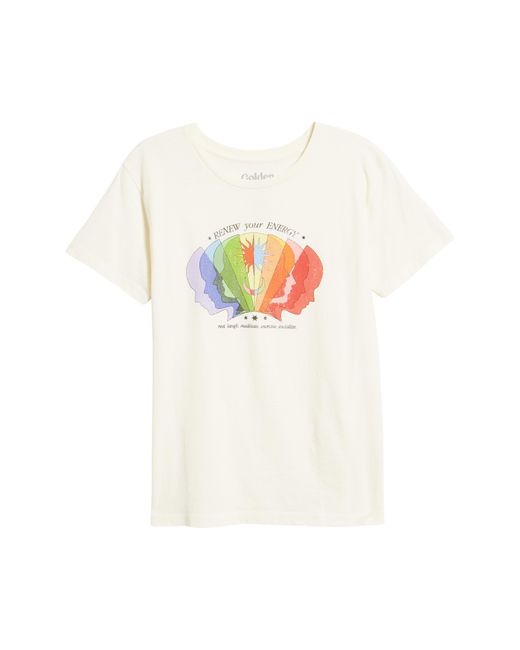 GOLDEN HOUR White Rainbow Renew Energy Cotton Graphic T-shirt