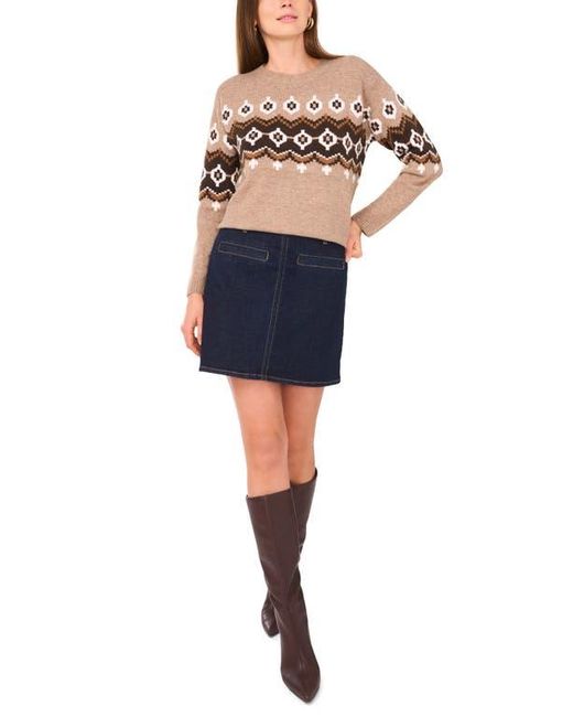 Vince Camuto Natural Fair Isle Crewneck Sweater