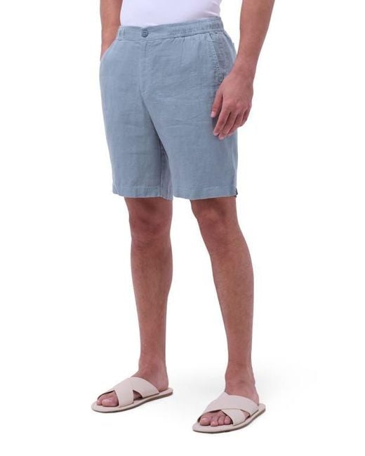 Bugatchi Blue Trent Drawstring Linen Shorts for men