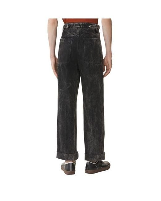 Lanvin Black Loose Fit Washed Denim Pants for men