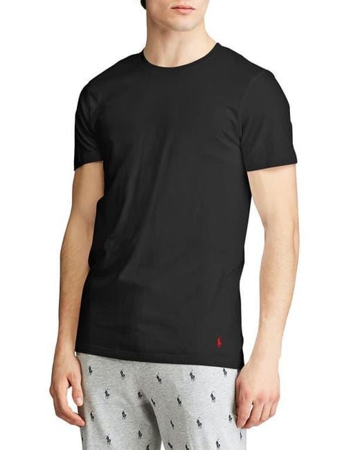 Polo Ralph Lauren Black 5-Pack Relaxed Fit Logo Embroidered Crewneck Undershirts for men