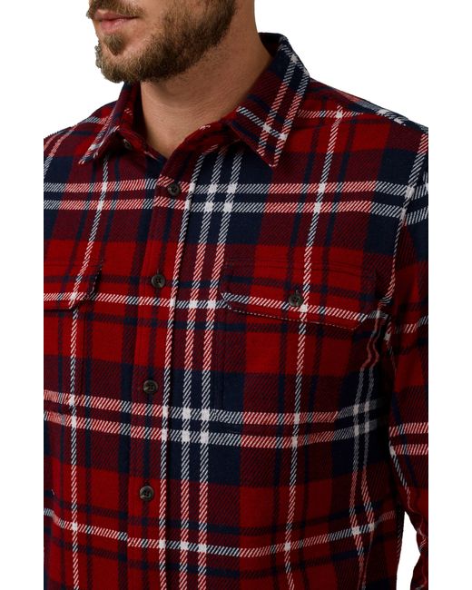 7 Diamonds Red Generation Plaid Double Knit Button-up Shirt for men