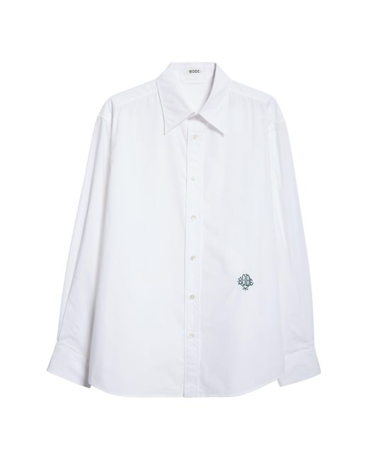 Bode White Monogrammed Cotton Poplin Button-up Shirt for men