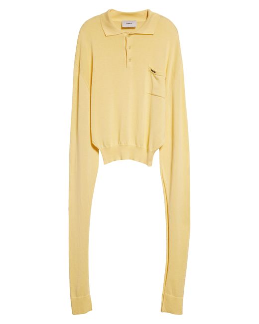 Coperni Yellow Knot Sleeve Cotton Polo Sweater