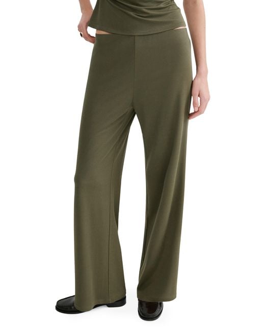 Mango Green Pull-On Straight Leg Pants