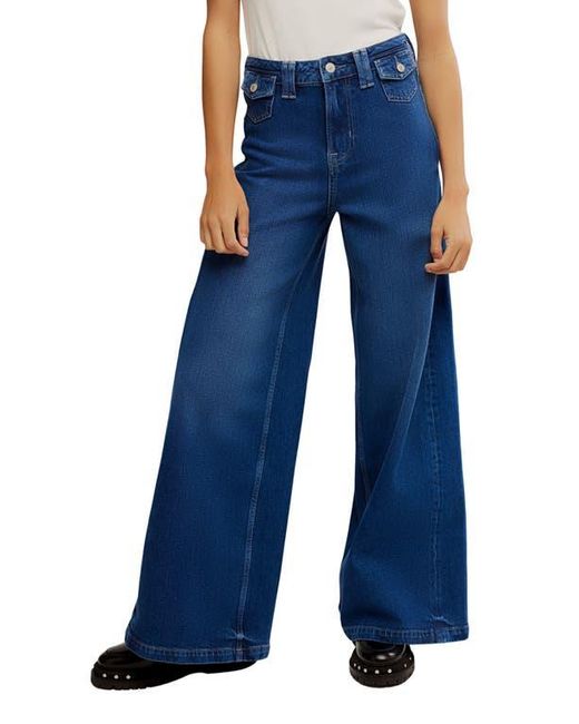Free People Blue Kellee High Waist Wide Leg Palazzo Jeans
