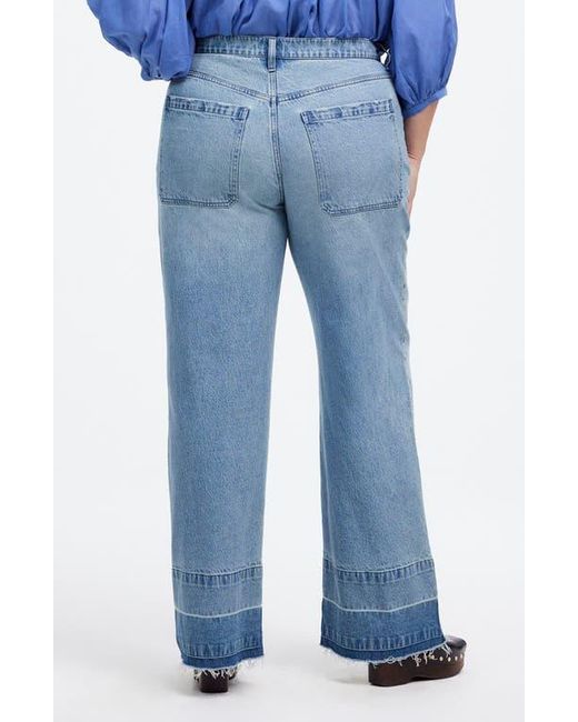 Madewell Blue The Emmett Release Hem Patch Pocket Wide Leg Jeans