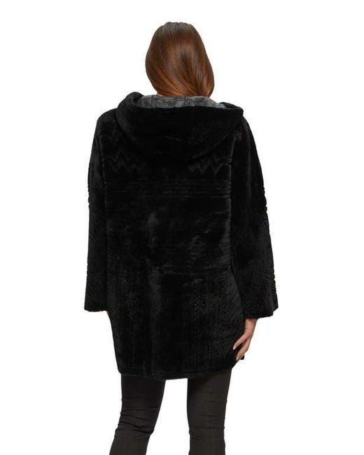 Gorski Black Reversible Shearling Parka With Pattern