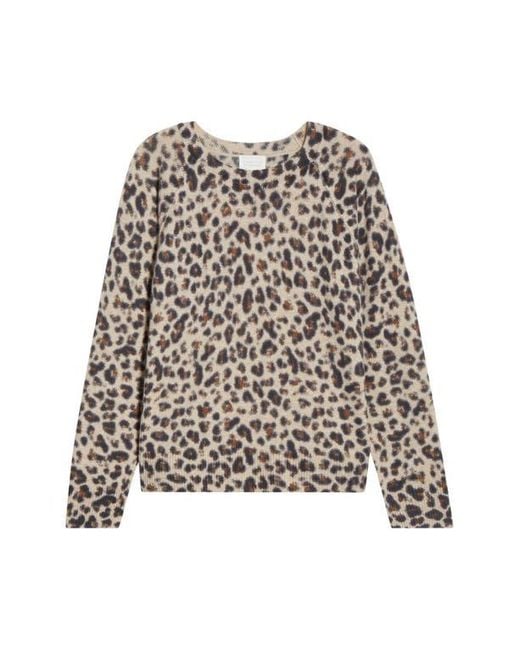Caslon Black Leopard Print Raglan Wool & Cashmere Sweater