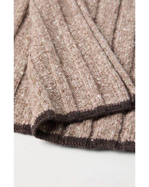 Brunello Cucinelli Brown Cashmere Knit Scarf for men