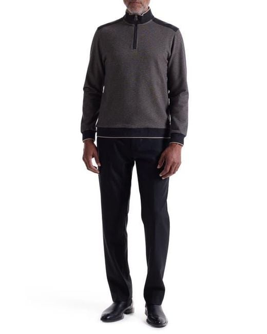 Bugatchi Black Mélange Quarter Zip Top for men