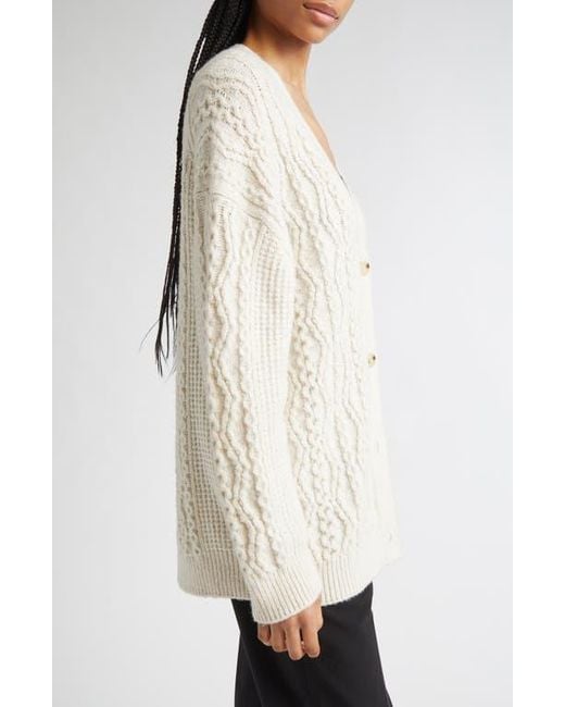 Vince Natural Mixed Stitch Wool & Cashmere Blend Cardigan