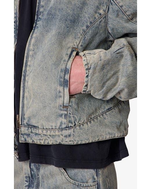 MNML Gray Moto Denim Jacket for men