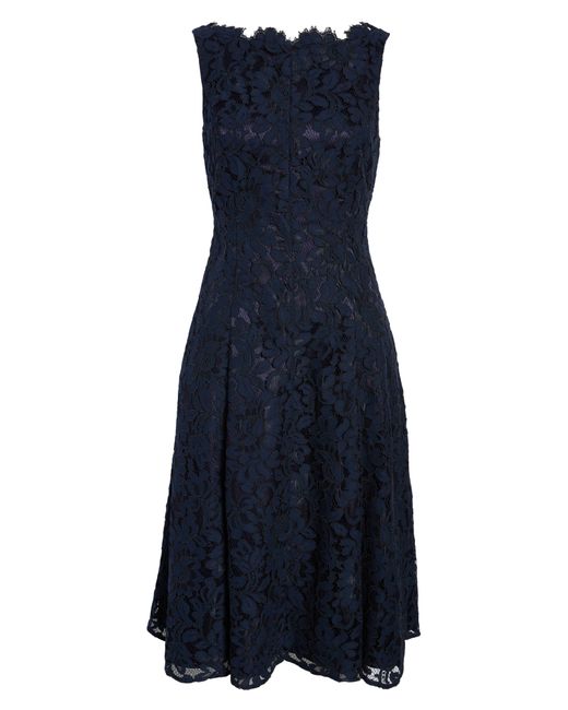 Eliza J Lace Fit & Flare Midi Dress in Blue Lyst