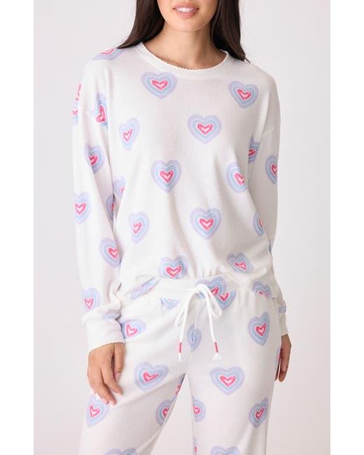 Pj Salvage Peace Love Waffle Knit Pajama Top in White Lyst