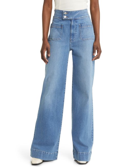 FRAME Le Hardy Patch Pocket High Waist Wide Leg Jeans in Blue Lyst