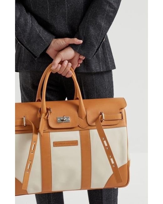 Brunello Cucinelli Pink Calfskin And Cowhide Bag for men