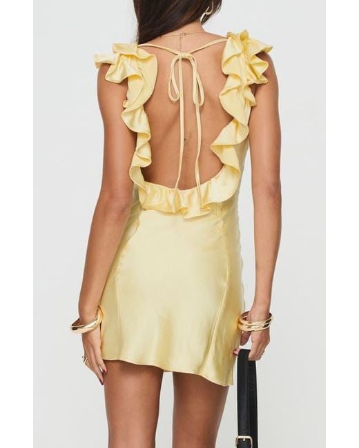 Princess Polly Natural Buttacup Frill Satin Minidress