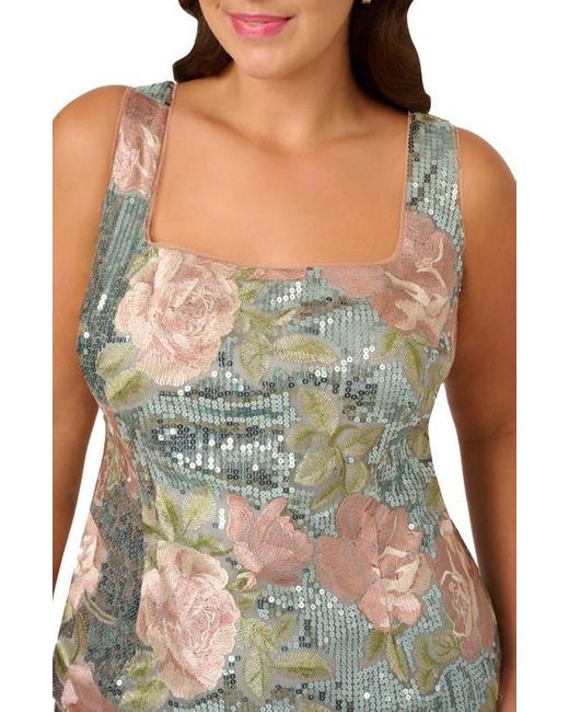 Adrianna Papell Multicolor Sequin Embroidery Sheath Cocktail Dress