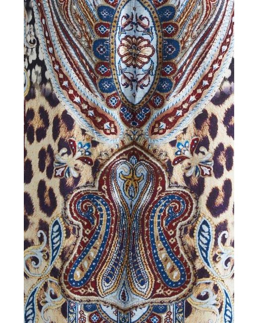 Camilla Multicolor Twist Front Long Sleeve Jersey Midi Dress