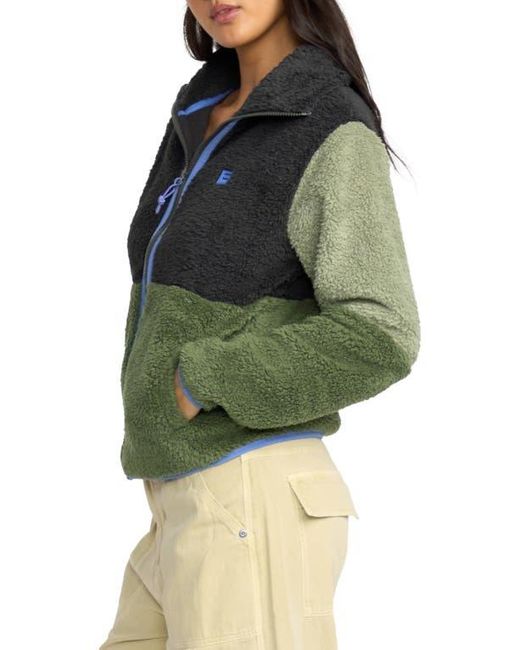 Billabong Green Switchback Zip High Pile Fleece Jacket