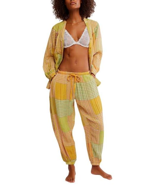 Free People Yellow Night After Night Pajama Pants