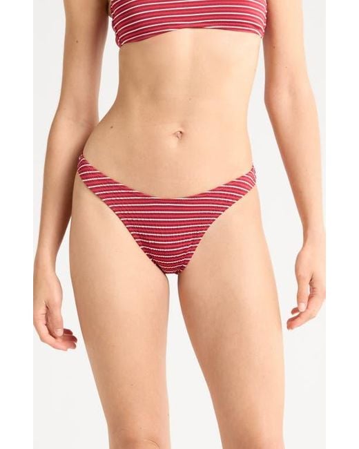PacSun Red Emily Stripe High Leg Scoop Bikini Bottoms